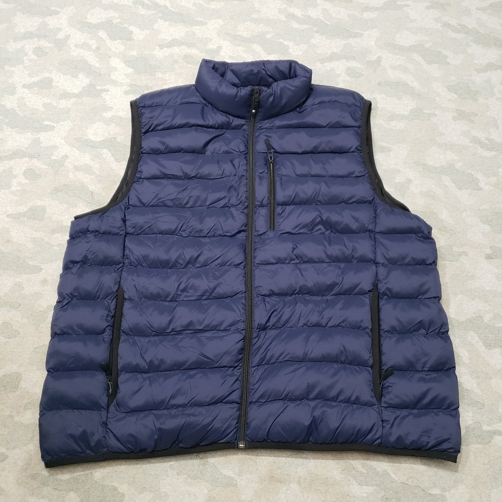 32 Degrees Heat Puffer Vest Mens XXL Blue Quilted Full Zip Pockets Outdoors